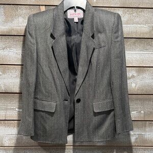 Women's Herringbone Blazer - Black and White